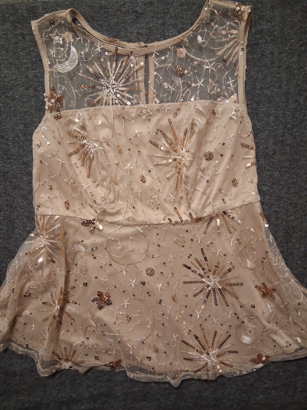 torrid Beige Sequin Embellished Mesh Peplum Top New With Tags